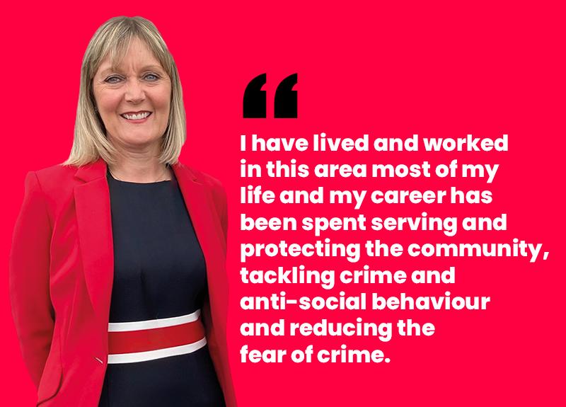 Joy Allen serving and protecting the community,  tackling crime and  anti-social behaviour  and reducing the  fear of crime.